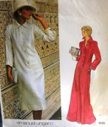 1235 UNGARO LONGER A-LINE BUTTON YOKE DRESS LENGTHS PATTERN 12